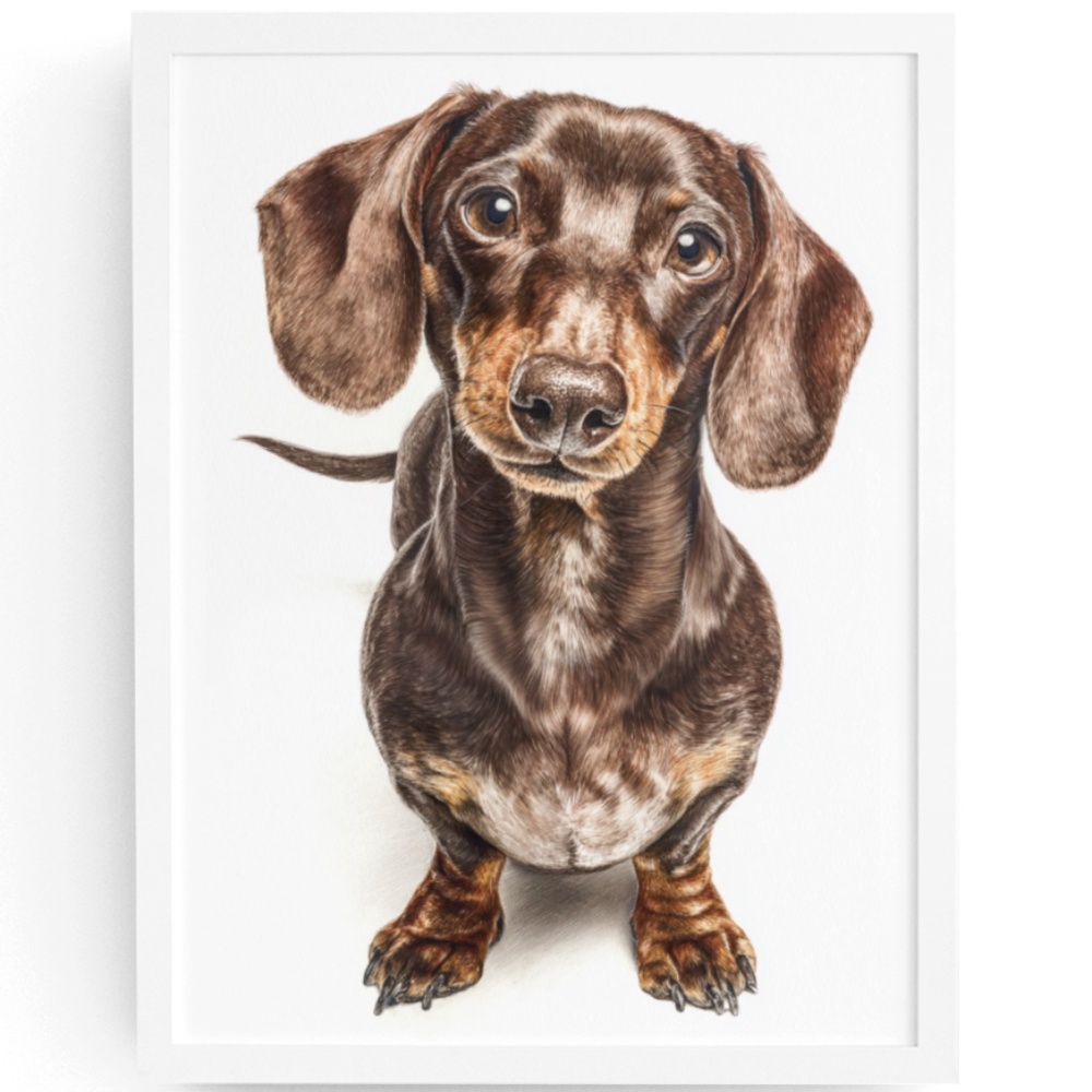 Watercolor Dachshund Dog Portrait Art Print – Unframed Fine Art Poster